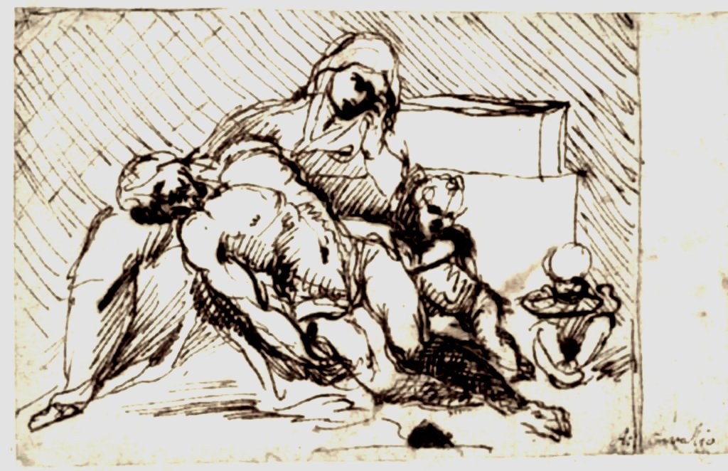 Skica pro Pietu od Annibale Carracci