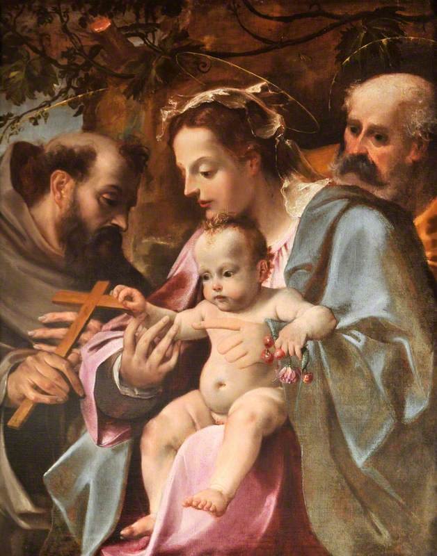 Svatá rodina se svatým Františkem od Annibale Carracci