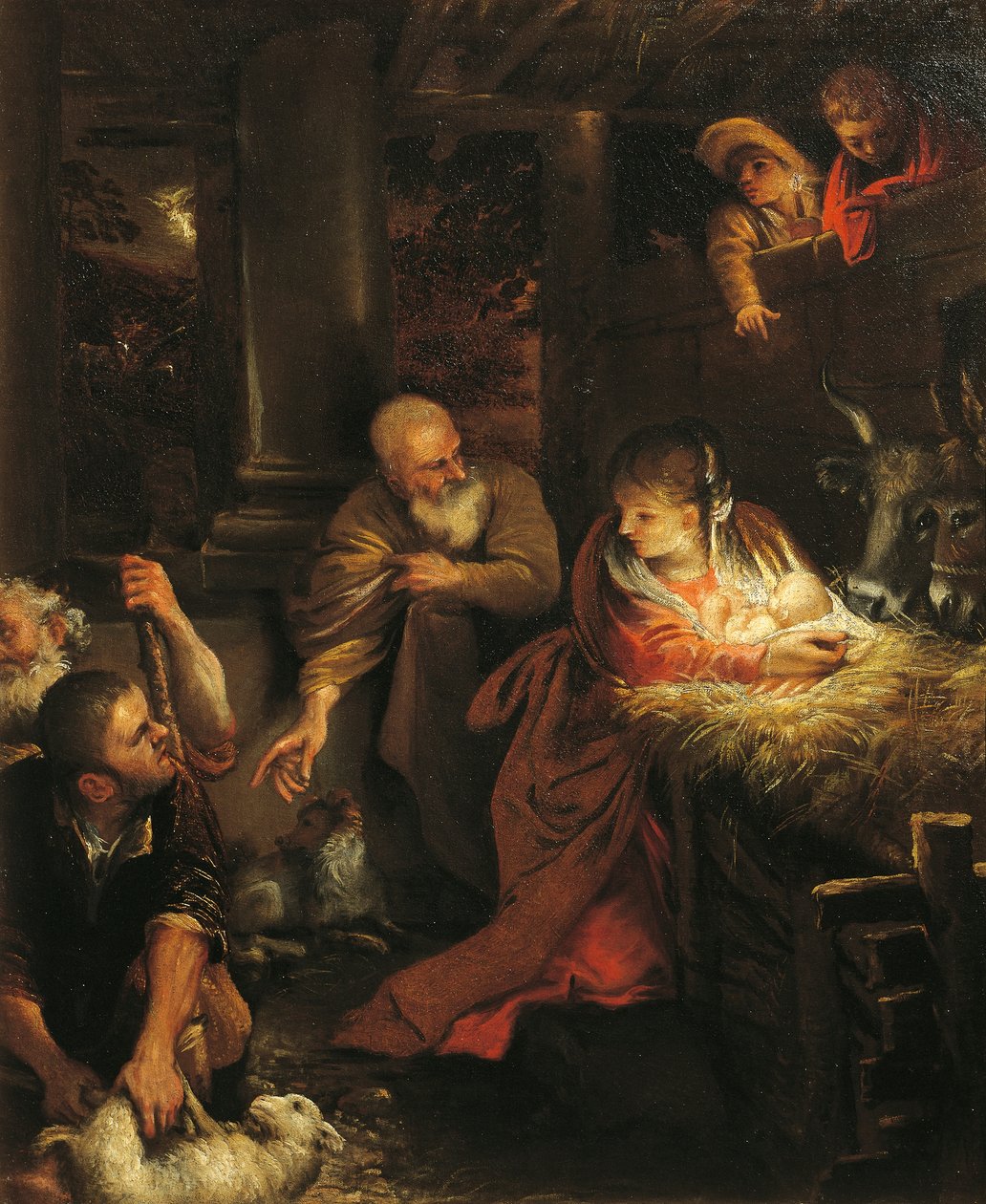 Klanění pastýřů (olej na plátně) od Annibale (attr. to) Carracci