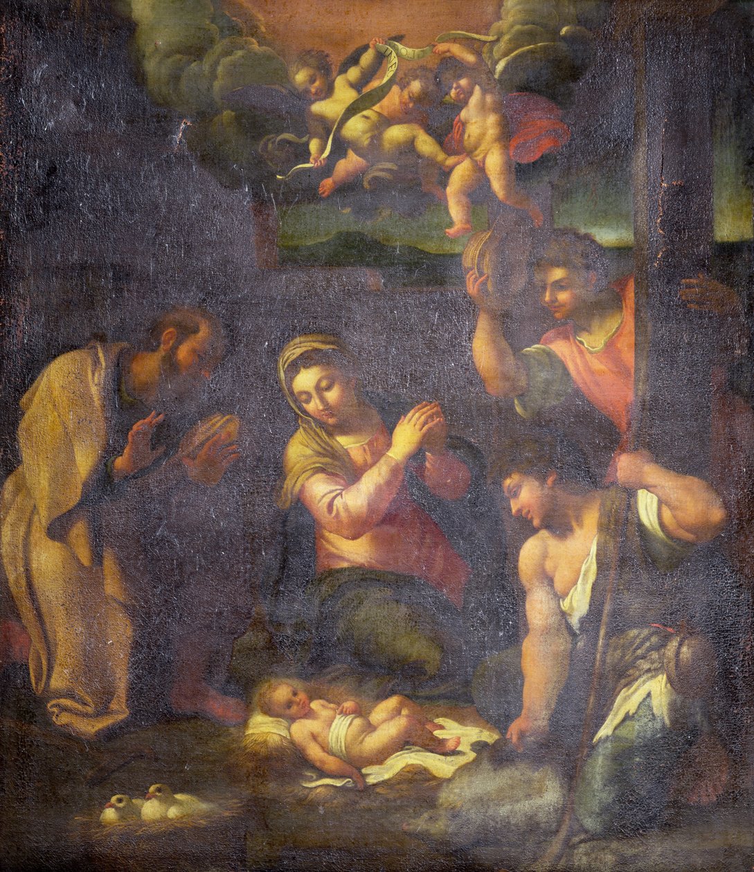 Klanění pastýřů (olej na plátně) od Annibale (follower of) Carracci