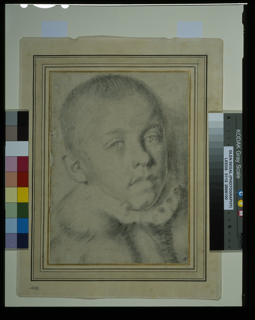 Portrét hlavy mladého chlapce (černá křída a dřevěné uhlí na papíře) od Annibale (follower of) Carracci