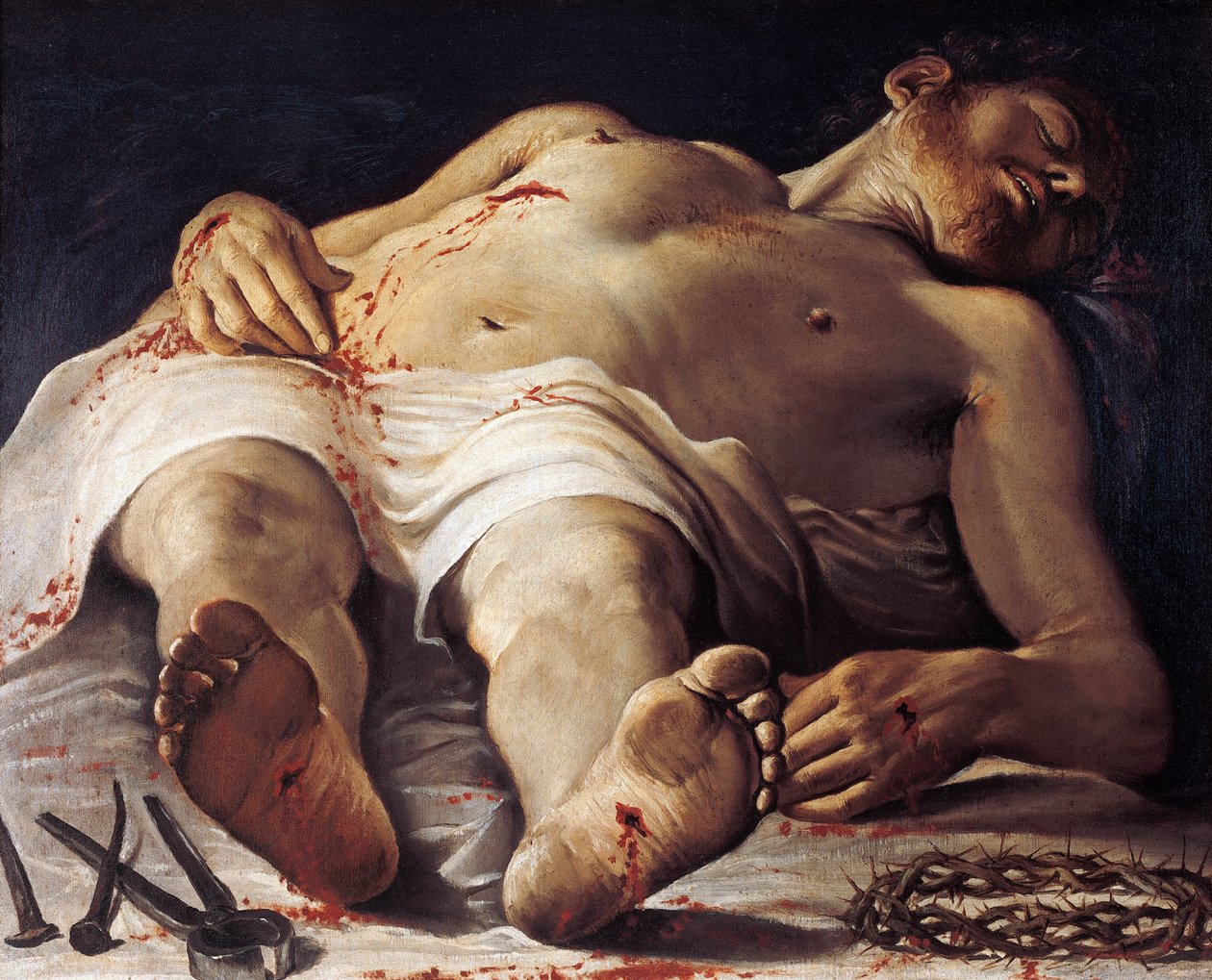 Mrtvý Kristus, Annibale Carracci (1560-1609), olej na plátně, 707x888 cm od Annibale Carracci