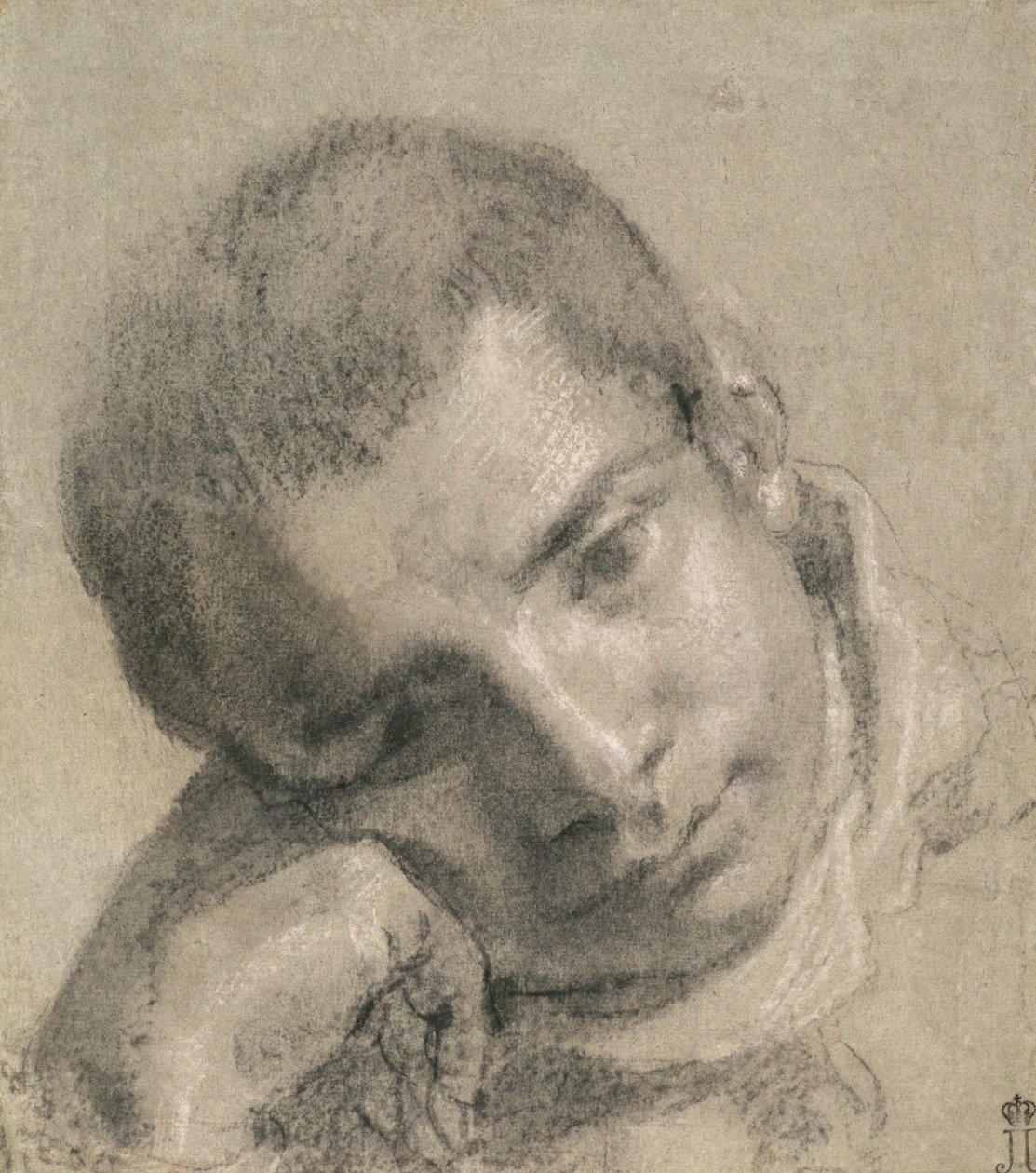 Hlava mladíka (uhel a bílá křída) od Annibale Carracci