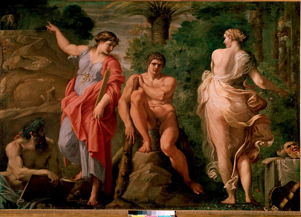 Herkules (Hérakles) na rozcestí Obraz Annibale Carracci (Annibal Carrache) (1560-1609). 1596 Rozměr.167x237 cm Národní muzeum Capodimonte, Neapol. od Annibale Carracci