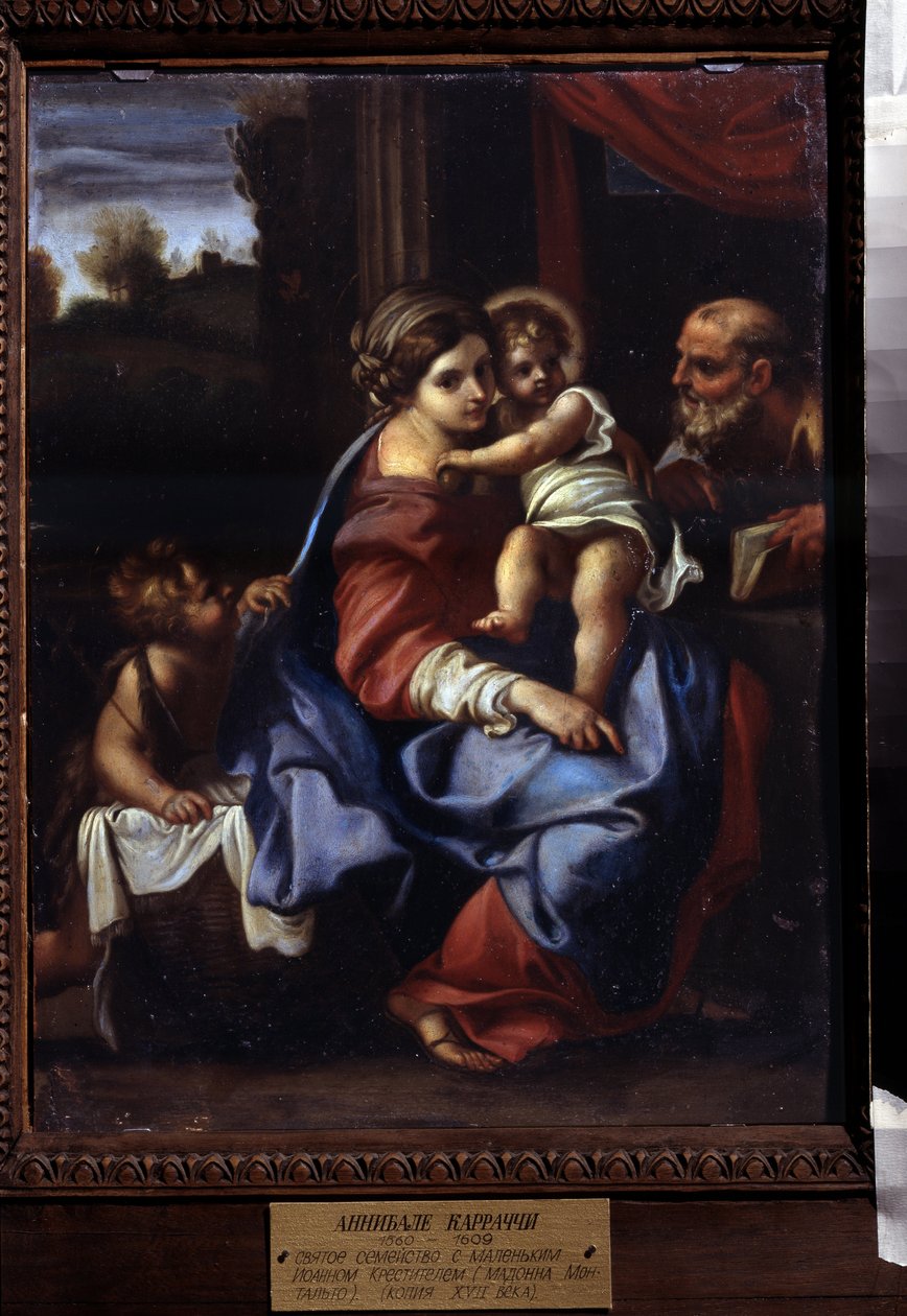 Svatá rodina s dítětem svatý Jan Křtitel. Obraz od Annibale Carracci (Annibale Carracci od Annibale Carracci