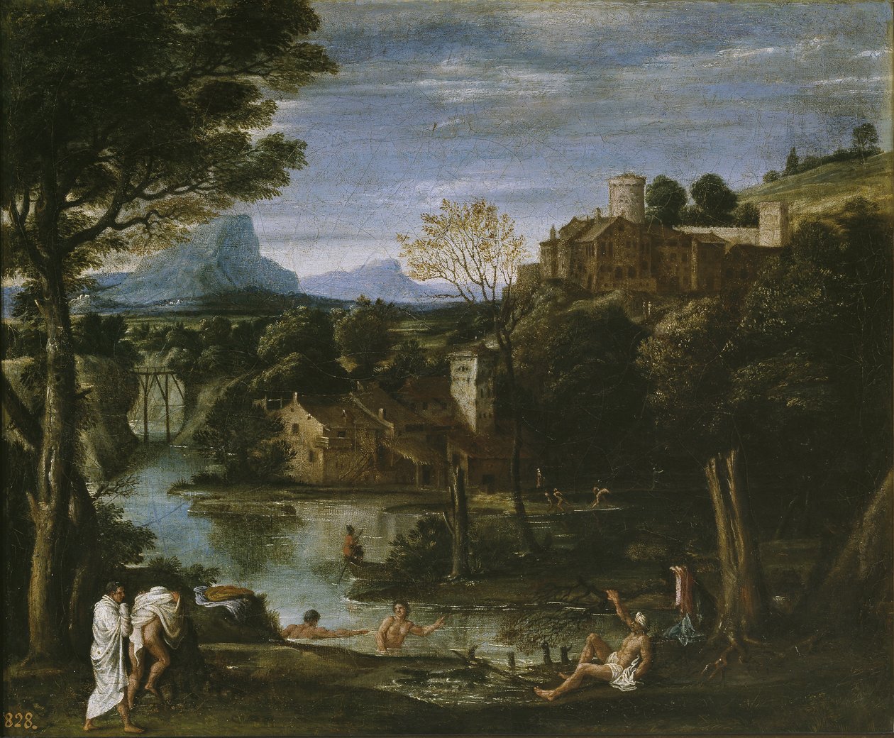 Krajina s řekou a koupajícími se lidmi od Annibale Carracci