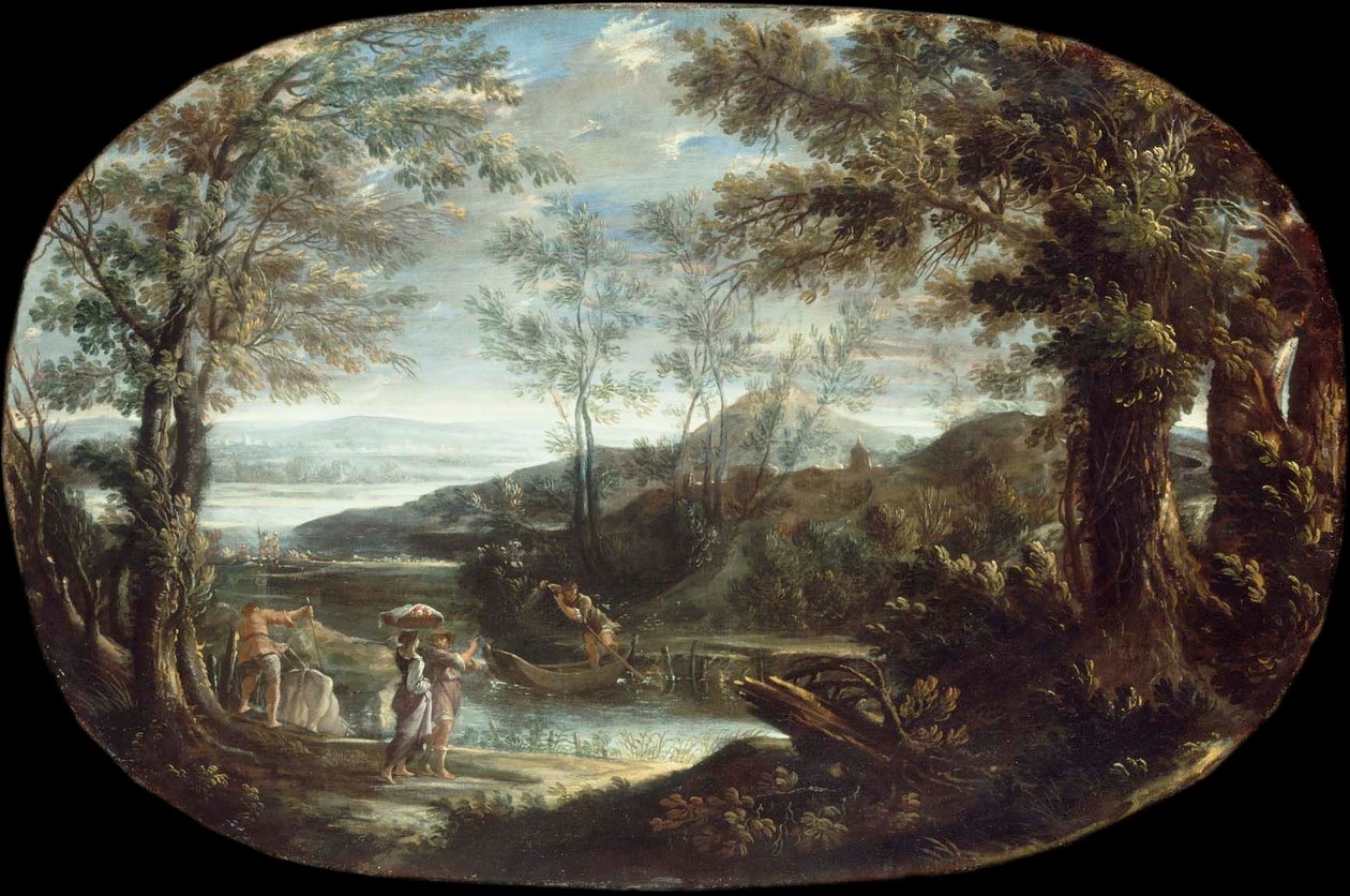 Krajina s říční scénou od Annibale Carracci