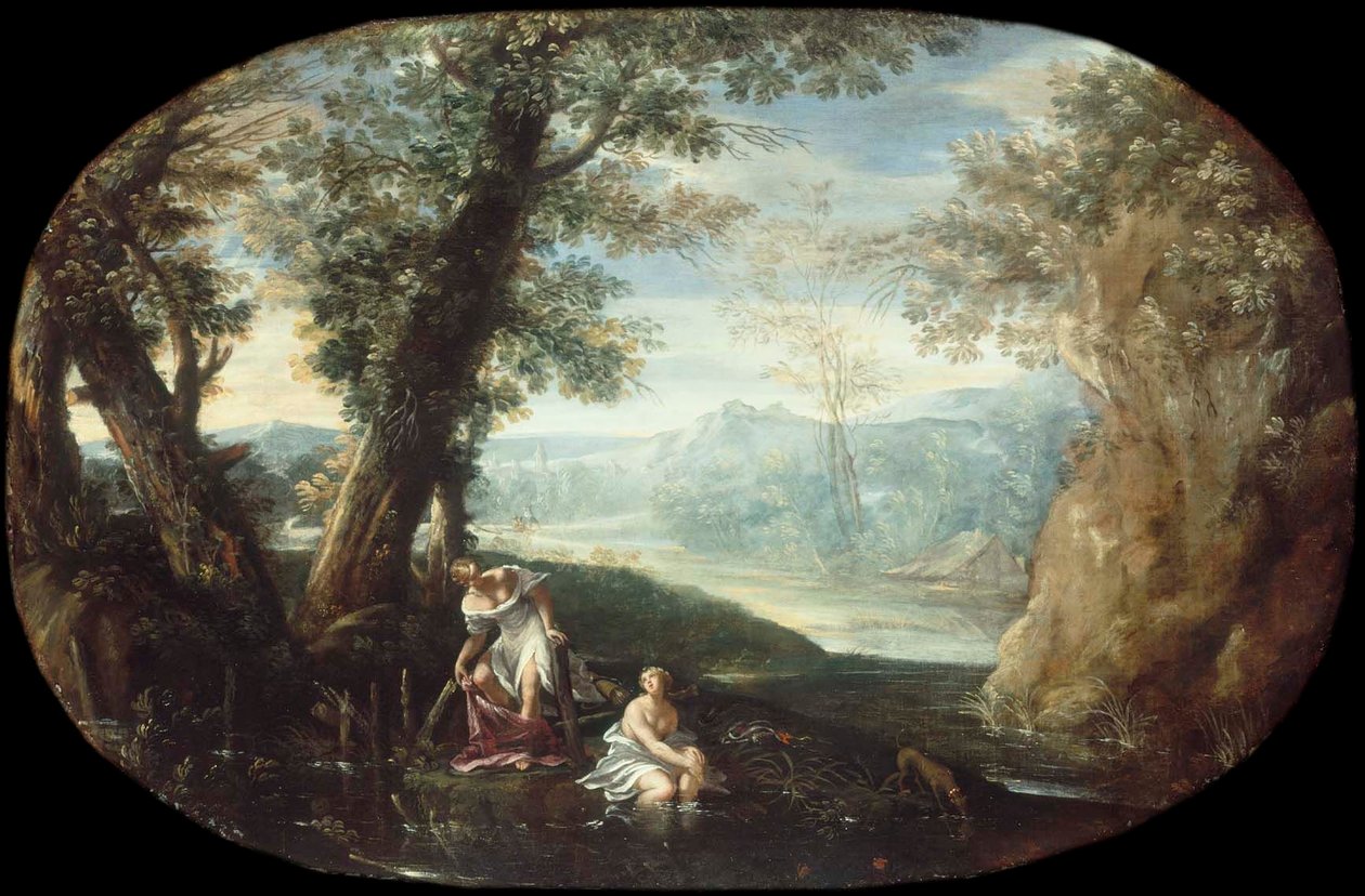 Krajina s koupajícími se ženami od Annibale Carracci