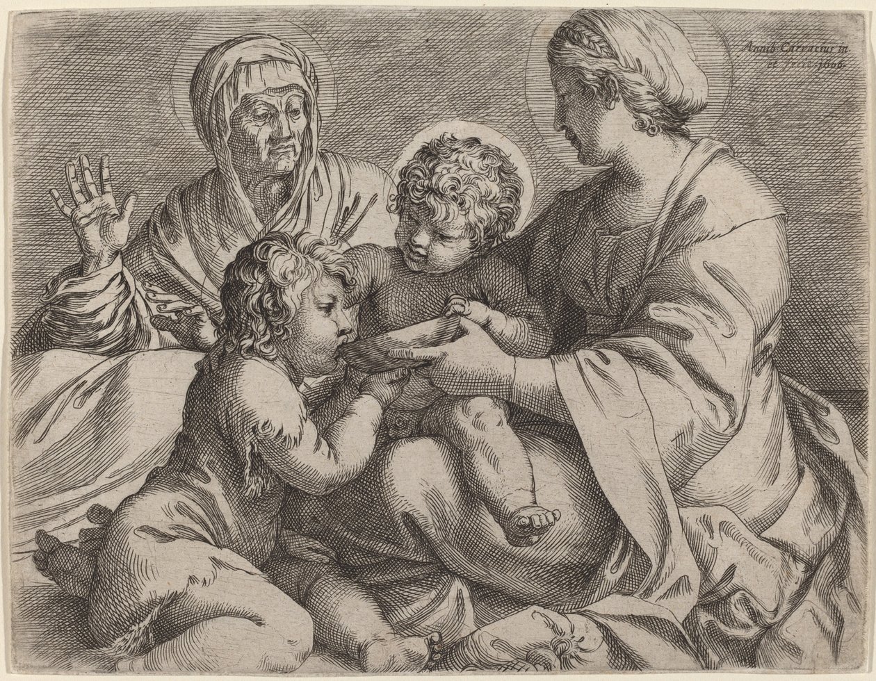 Madonna a dítě se svatými Alžbětou a Janem Křtitelem (La Madonna della Scodella) od Annibale Carracci
