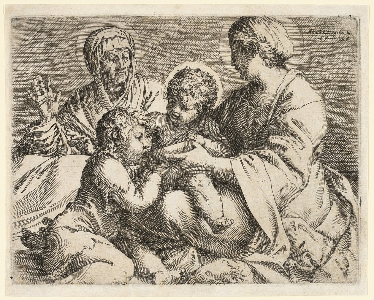 Madona s dítětem se svatými Alžbětou a Janem Křtitelem od Annibale Carracci