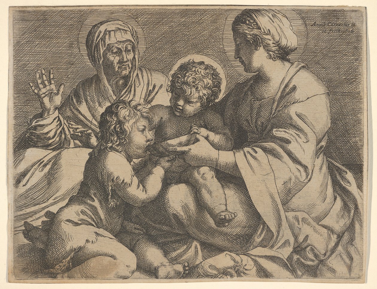 Madonna s dítětem se svatými Alžbětou a Janem Křtitelem Madonna della Scodella,..., 1606. od Annibale Carracci