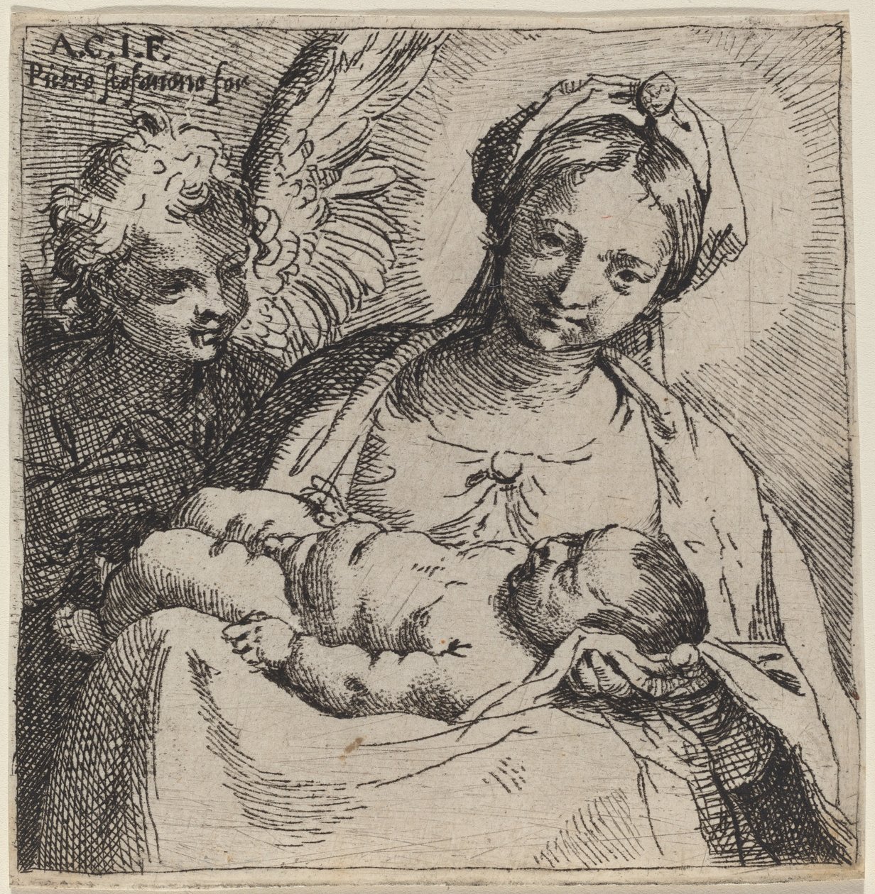 Madonna a dítě s andělem od Annibale Carracci