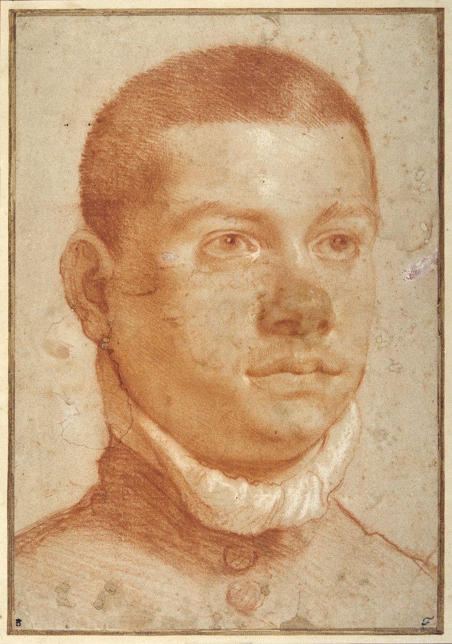 Portrét-hlava mladého muže (červená křída) od Annibale Carracci
