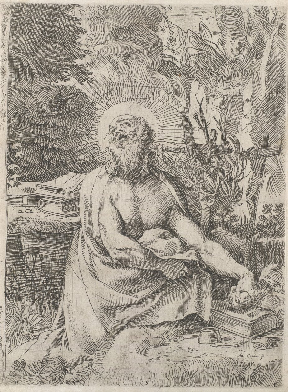 Svatý Jeroným v divočině, ca. 1591. od Annibale Carracci