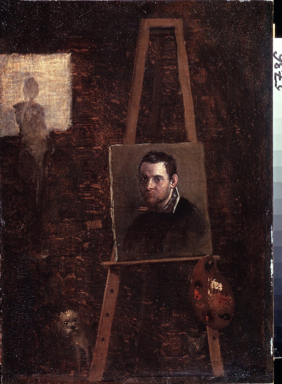 Autoportrét na stojanu, 1603-04 od Annibale Carracci