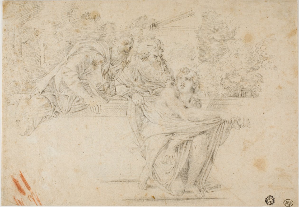 Susanna a starší (recto); Profil Hlava ženy (verze) od Annibale Carracci