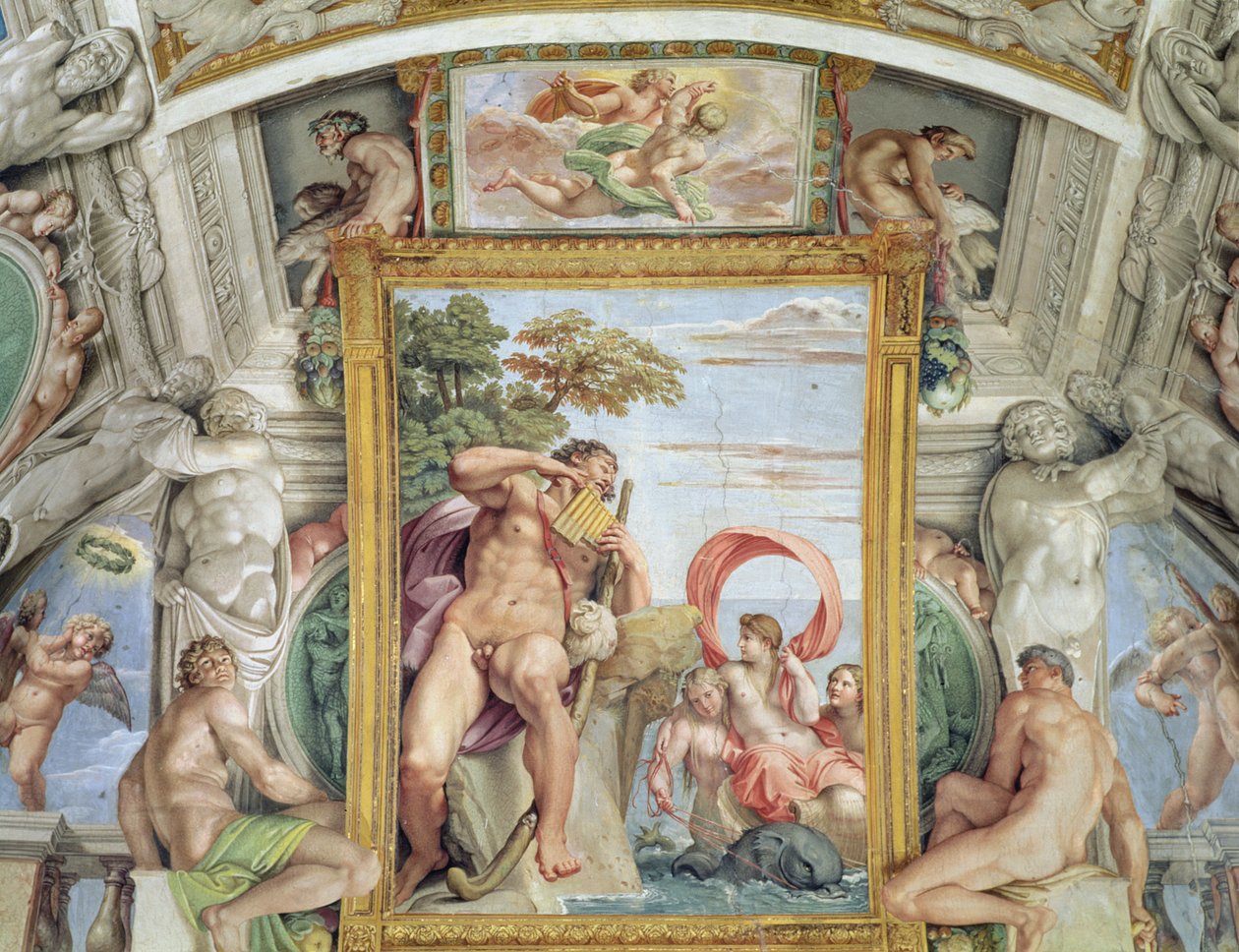 Galleria Carracci Carracci Hall detail Polyphemus a Galatea, freska 1597-1604 od Annibale Carracci