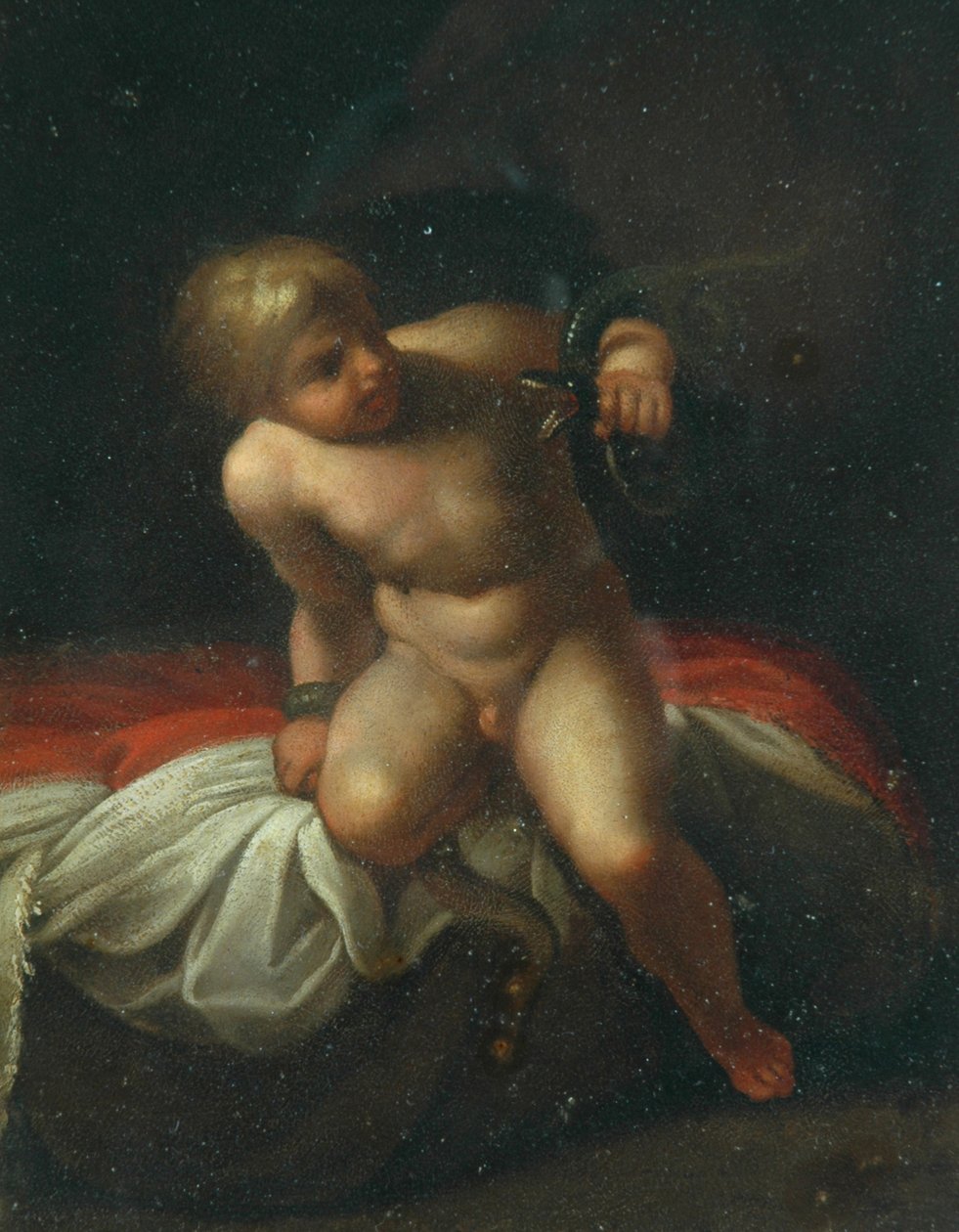 The Infant Hercules (olej na mědi) od Annibale Carracci