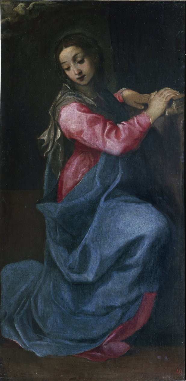 Detail malby Panny Marie Zvěstování od Annibale Carracciho (1560-1609) (Annibal Carrache) cca 1587 Rozměr 150x76 cm Bologna National Art Gallery od Annibale Carracci