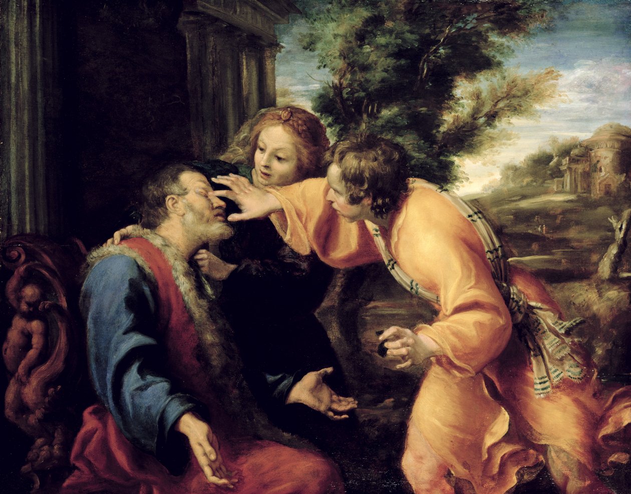 Mladý Tobias uzdravuje svého slepého otce, kolem roku 1600 od Annibale Carracci