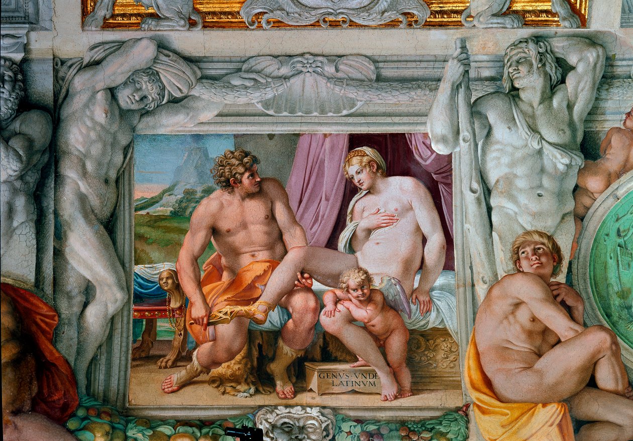 Freska Venuše a Anchise od Annibale Carracciho (Annibal Carrache) (1560-1609). 1597-1600 Řím, Palazzo Farnese od Annibale Carracci