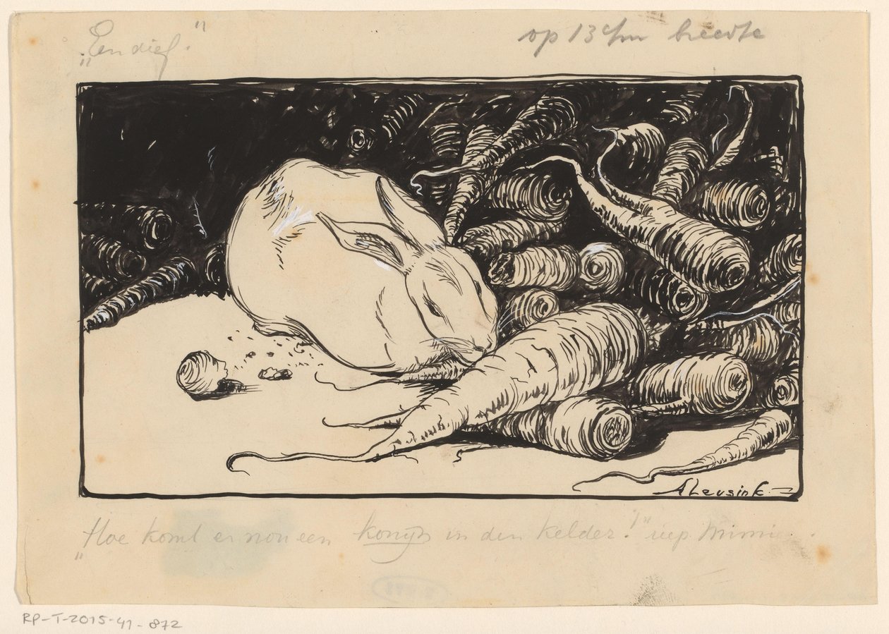 Králík hlodá mrkev od Anny Leusink (signed by artist)