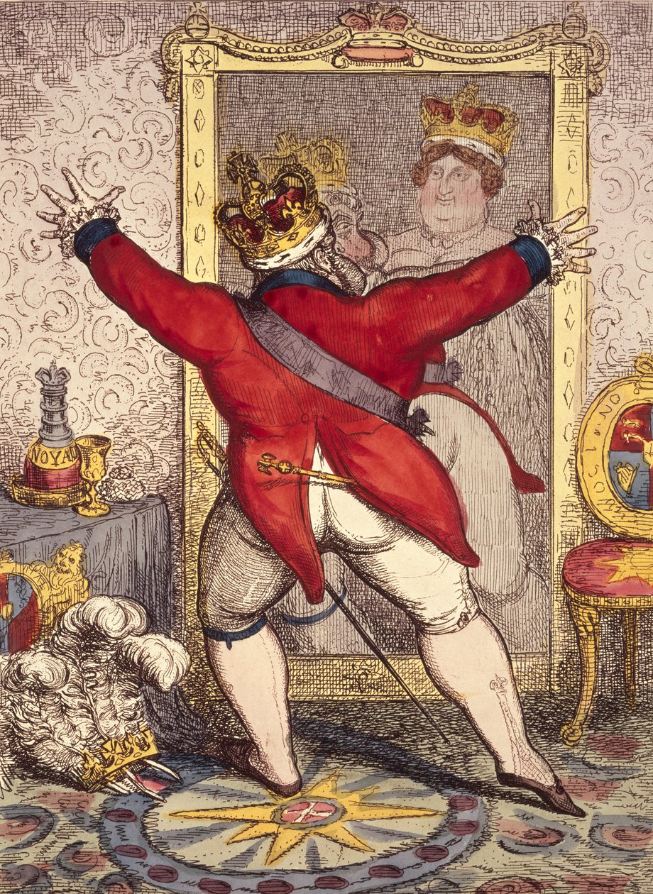 Reflexe: Být či nebýt, karikatura anglického krále Jiřího IV. (1762-1830), 1820 (tisk) od Unbekannt Unbekannt