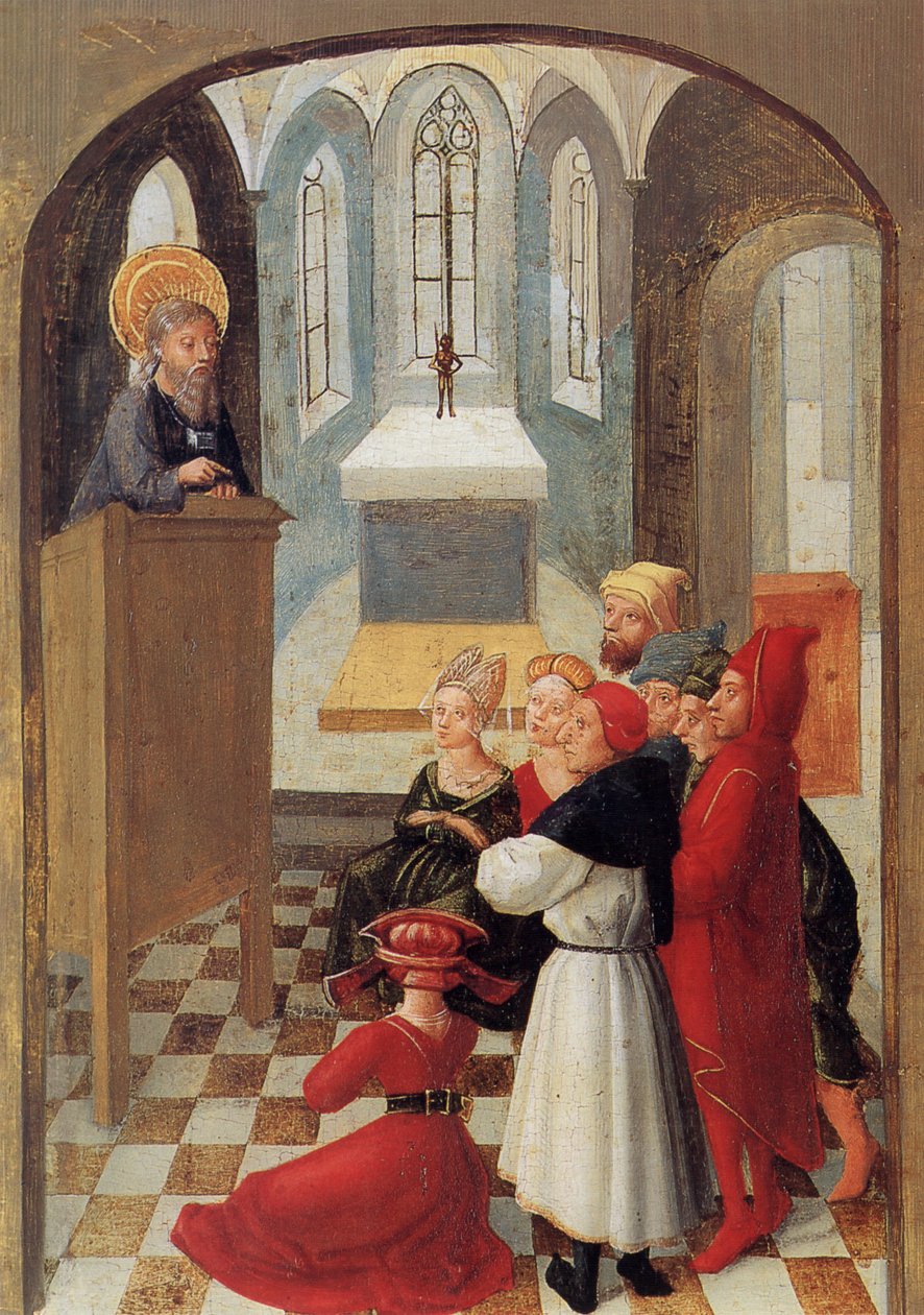 Weingartener Heilig-Blut-Tafel z roku 1489.    Deska 5: Longinus obrací mnoho lidí ke křesťanské víře v Mantově od Unknown