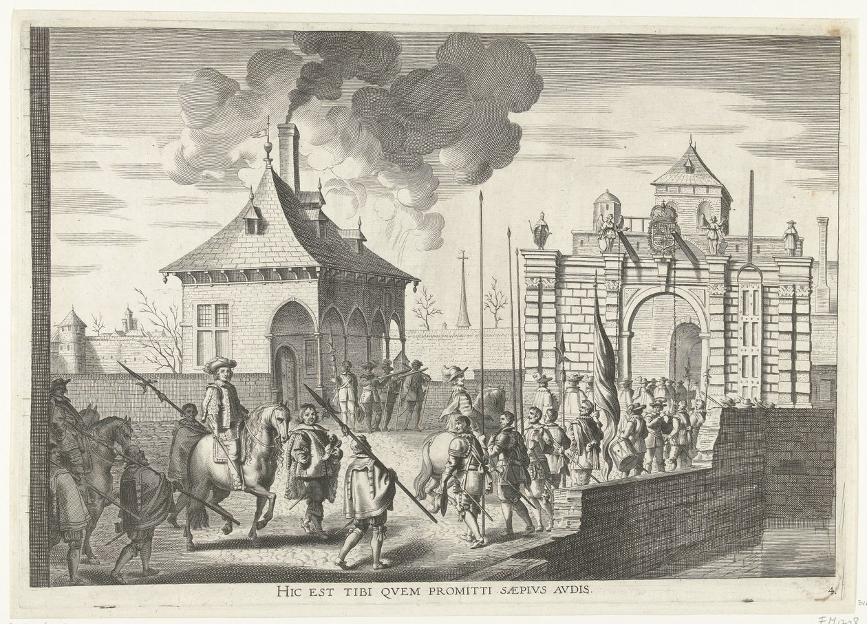 Aankomst bij de Brugse portt van Gent; intocht van Ferdinand te Gent v roce 1635 (č. 4) Zde je ten, který často slyšíte slibovaný (název na objektu) Brána Brugens, kde Ser. Kardinál vstoupil do města od Anonymous