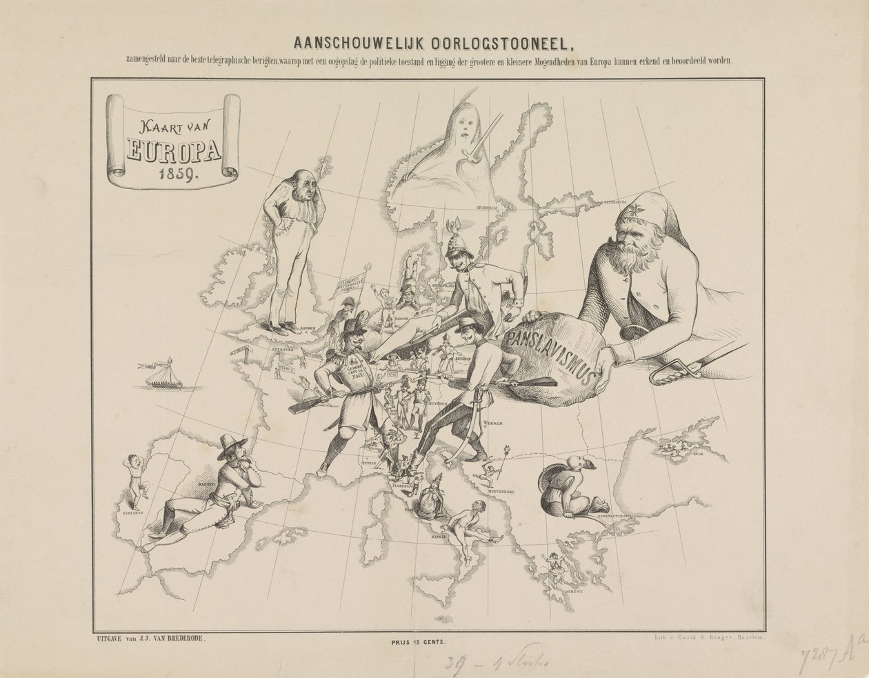 Vizuální válečná scéna / Mapa Evropy v roce 1859 (název na objektu) od Anonymous