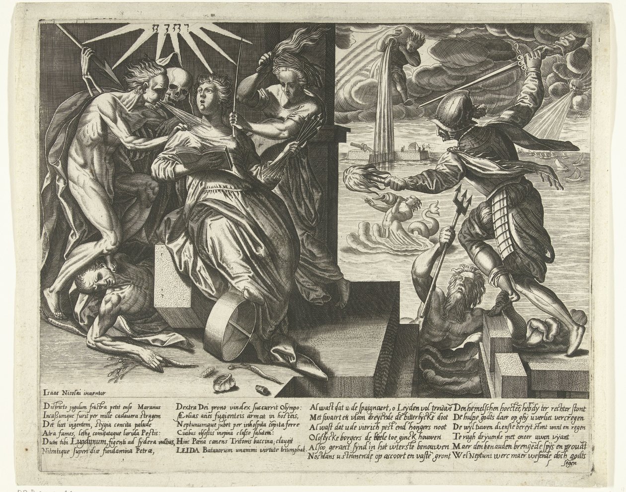 Alegorie nouze a reliéfu Leidenu, 1574 od Anonymous
