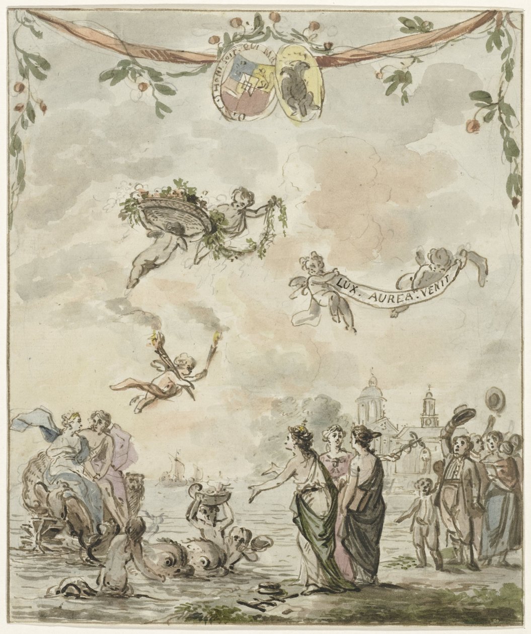Alegorie návštěvy prince a princezny v Amsterdamu, 1768 od Anonymous