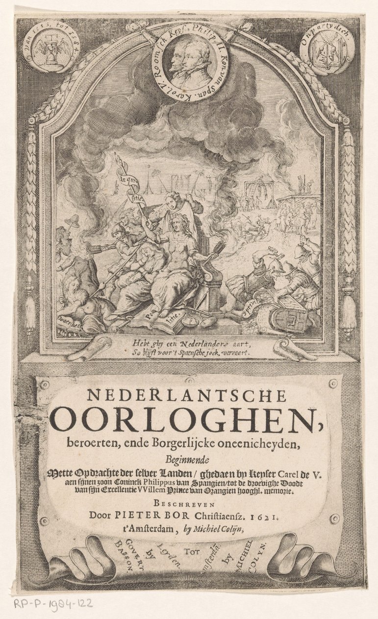 Alegorické znázornění se španělskou inkvizicí, svobodou a pravdou Titulní strana pro: Pieter Bor, Nizozemské války, 1621 od Anonymous