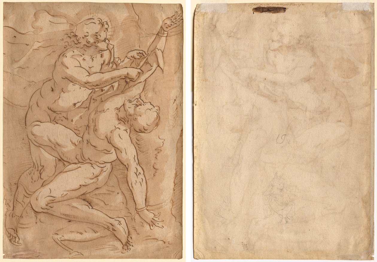 Apollo Flaying Marsyas (recto) Dvě náčrtky matky a dítěte (verze) od Anonymous