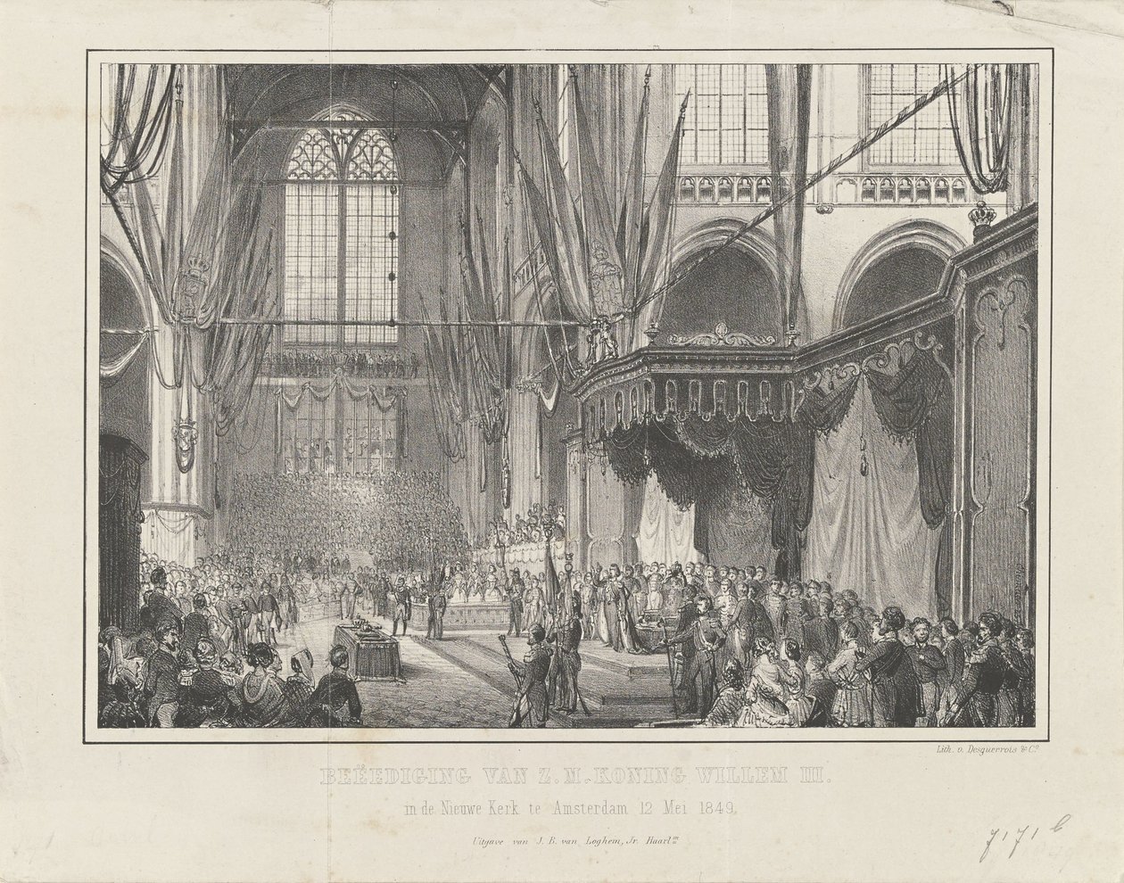 Přísaha H. M. krále Viléma III. v Nieuwe Kerk v Amsterdamu 12. května 1849 (název na předmětu) od Anonymous