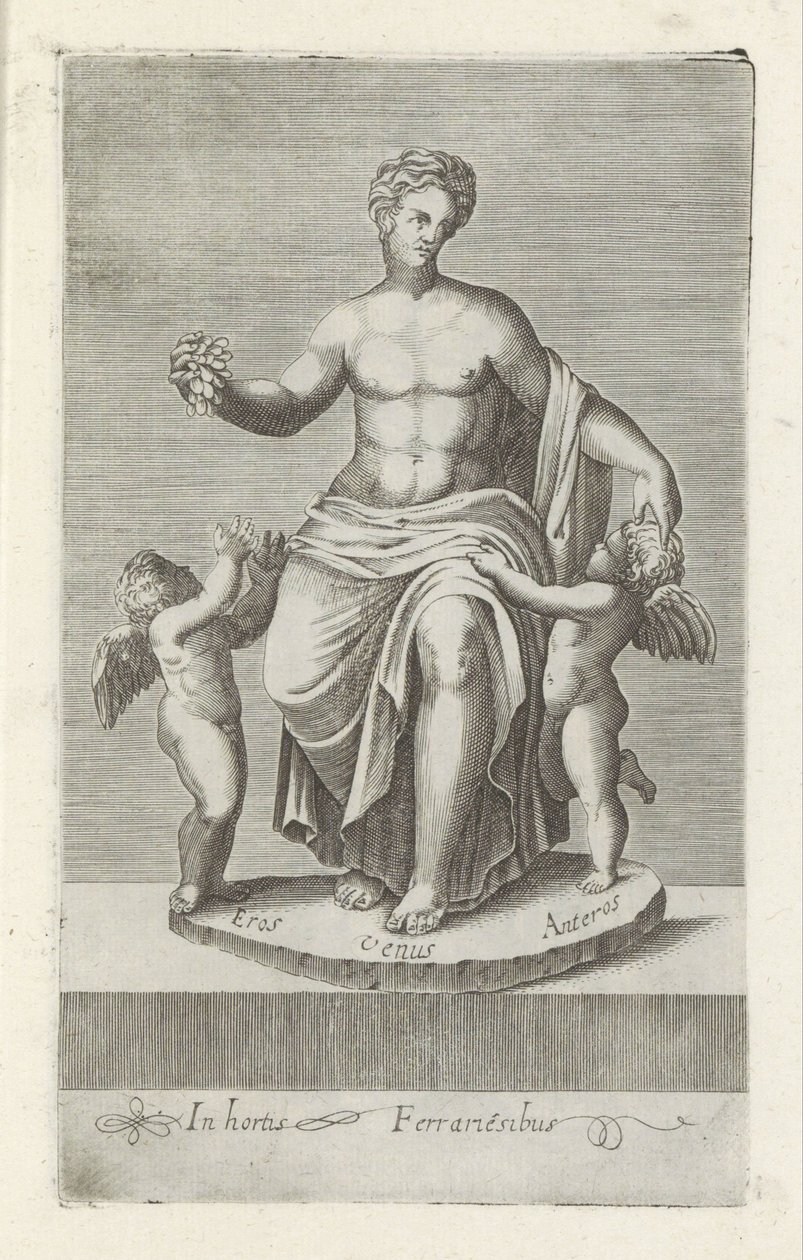 Beeldengroep se setkal s Venus tussen Eros en Anteros Starožitné sochy v Římě (název série) Ikony starověkých soch města Říma, které jsou vidět na veřejných místech (název série) od Anonymous