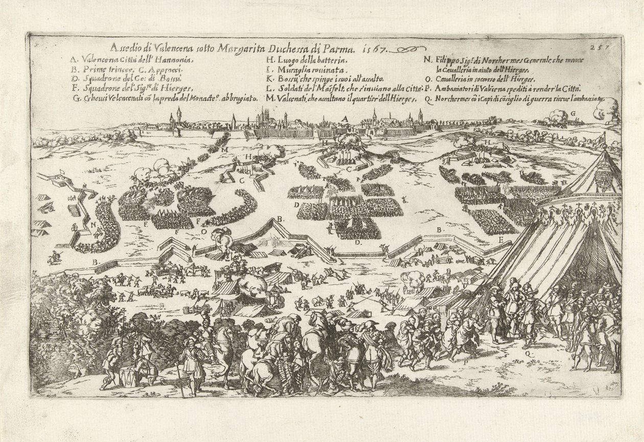 Beleg van Valenciennes, 1567 Obléhání Valenceny pod vedením Margarity vévodkyně z Parmy. 1567 (název na objektu) od Anonymous