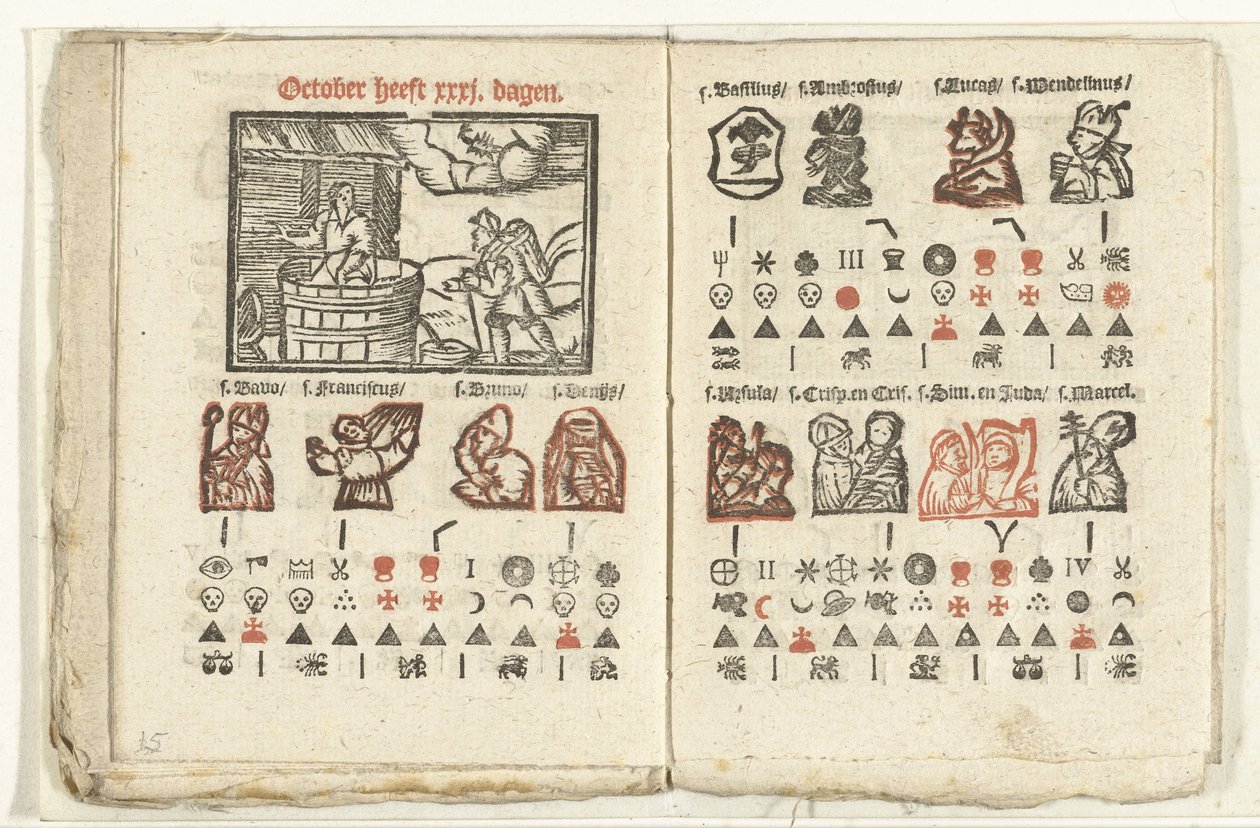 Stránky s předpovědí na měsíc říjen, 1712 od Anonymous