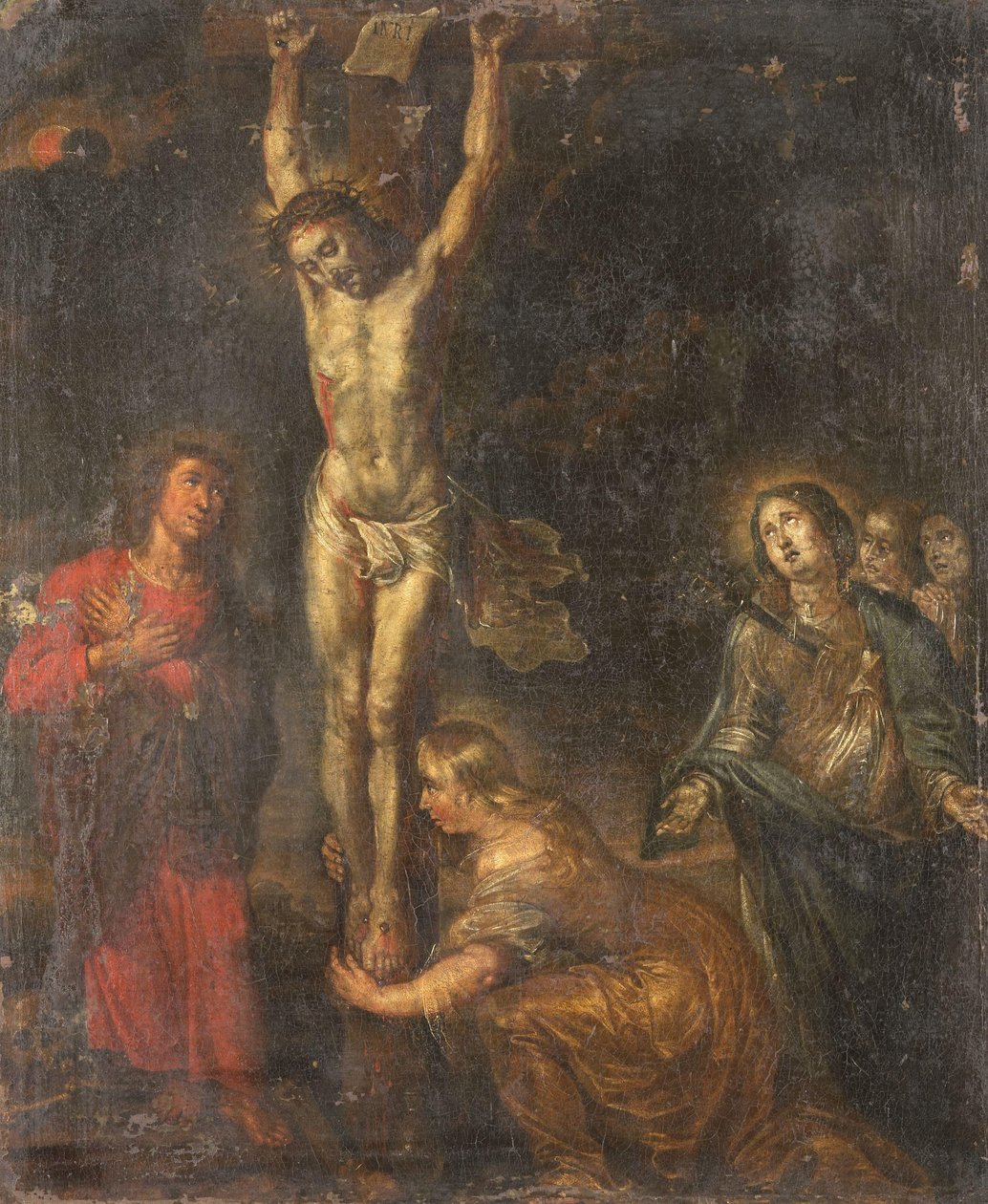 Kristus na kříži s Bolestnou Matkou a svatými Janem Evangelistou a Marií Magdalenou od Anonymous