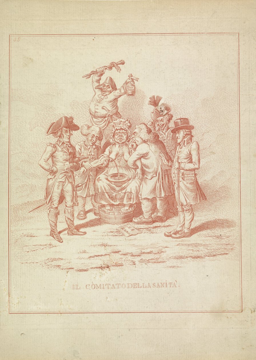 Výbor zdravotnictví, 1795 Il Comitato della Sanita (název na objektu) Hollandia Regenerata (italská kopie) (název série) od Anonymous