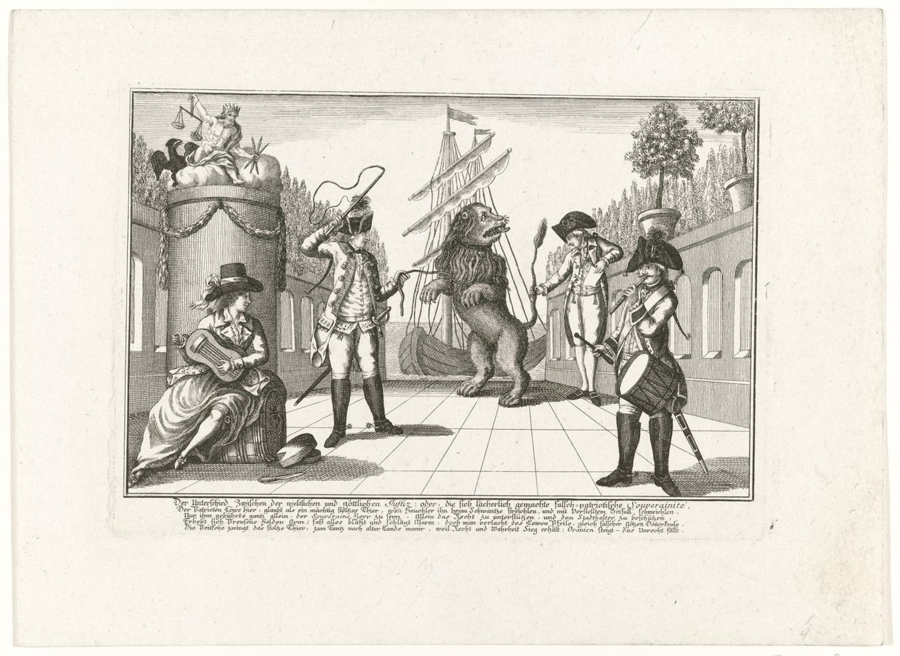 De Hollandse Leeuw od Pruisena, 1787 Rozdíl mezi světskou a božskou spravedlností: aneb zesměšňovaná falešně vlastenecká suverenita (...) (název na předmět) od Anonymous