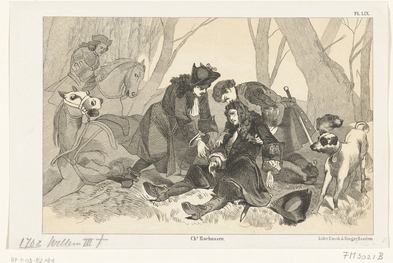 Smrt Williama III během lovecké party, 1702 od Anonymous
