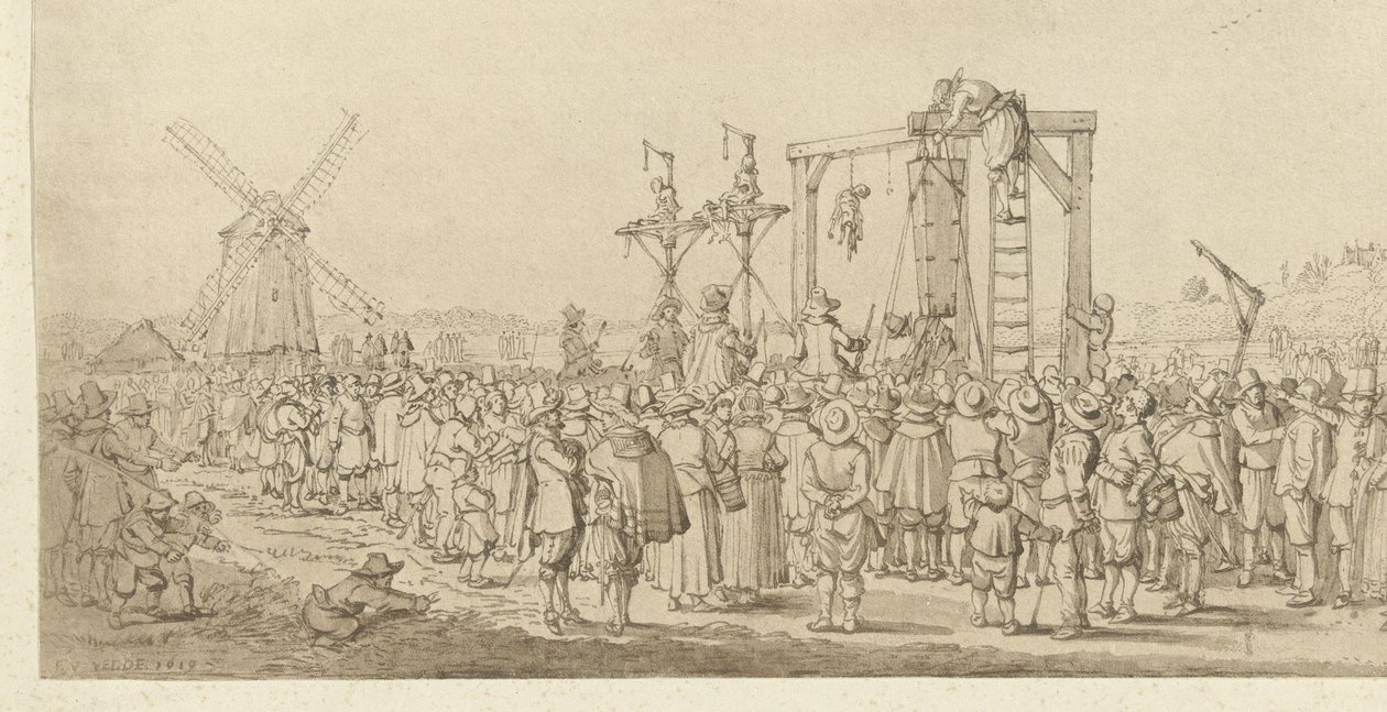 Ledenbergova rakev zavěšená na šibenici, 1619 od Anonymous