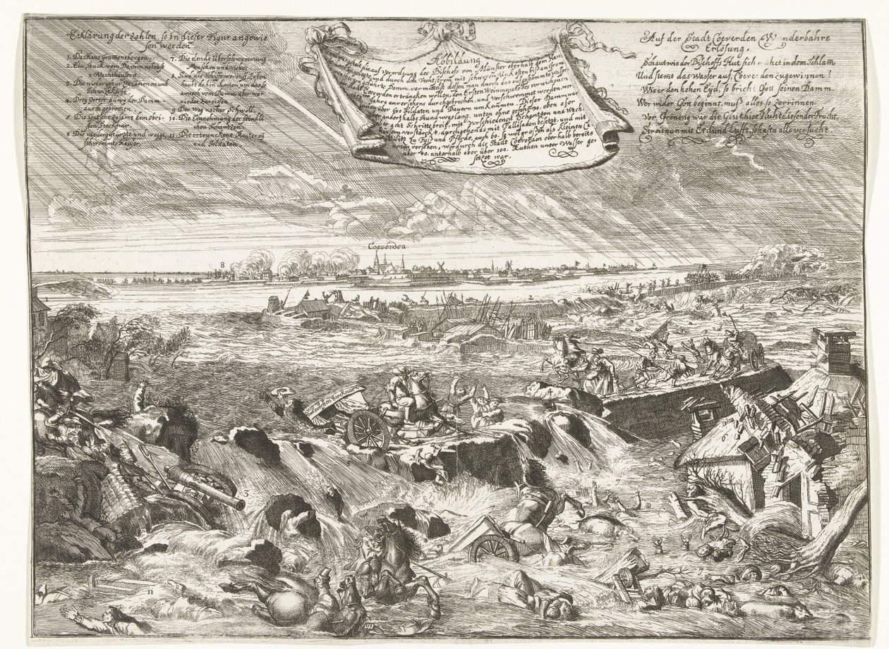 Dijkdoorbraak poblíž Coevorden, 1673 Zjistěte, jak a jakou formu, na základě výnosu biskupa z Munsteru (...) (název na předmětu) od Anonymous