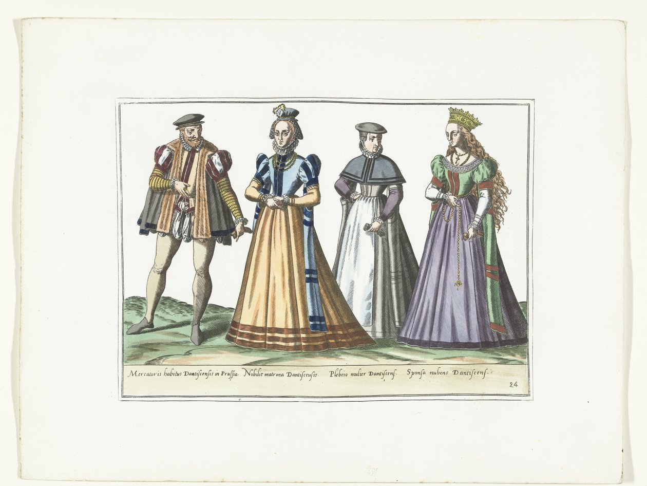 Muž a tři ženy v německé módě v Gdaňsku, kolem roku 1580 Kostýmy Allemands (název na předmětu) od Anonymous