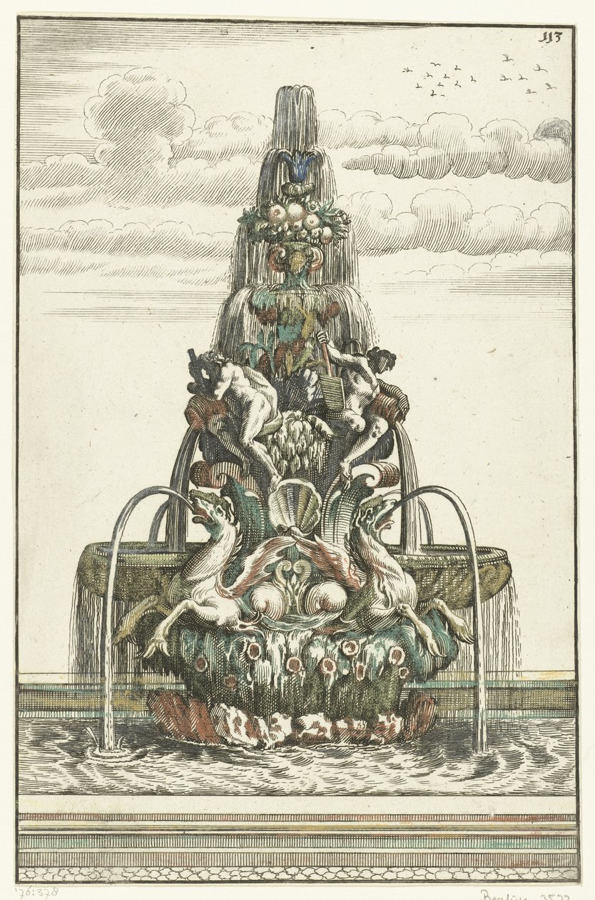 Fontána ve tvaru pyramidy Architectura Curiosa Nova (název série) od Anonymous