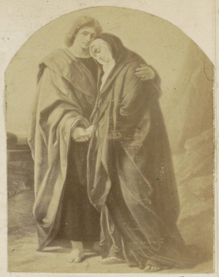 Fotoreprodukce (pravděpodobně) kresby apoštola Jana a Marie od Anonymous
