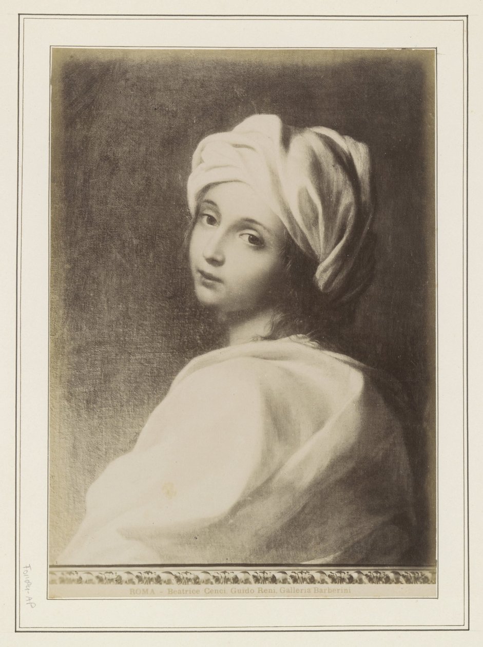 Fotoreprodukce obrazu Guida Reniho (připsáno), zobrazující Beatrice Cenci ROMA - Beatrice Cenci, Guido Reni. Galleria Barberini (název na objektu) od Anonymous