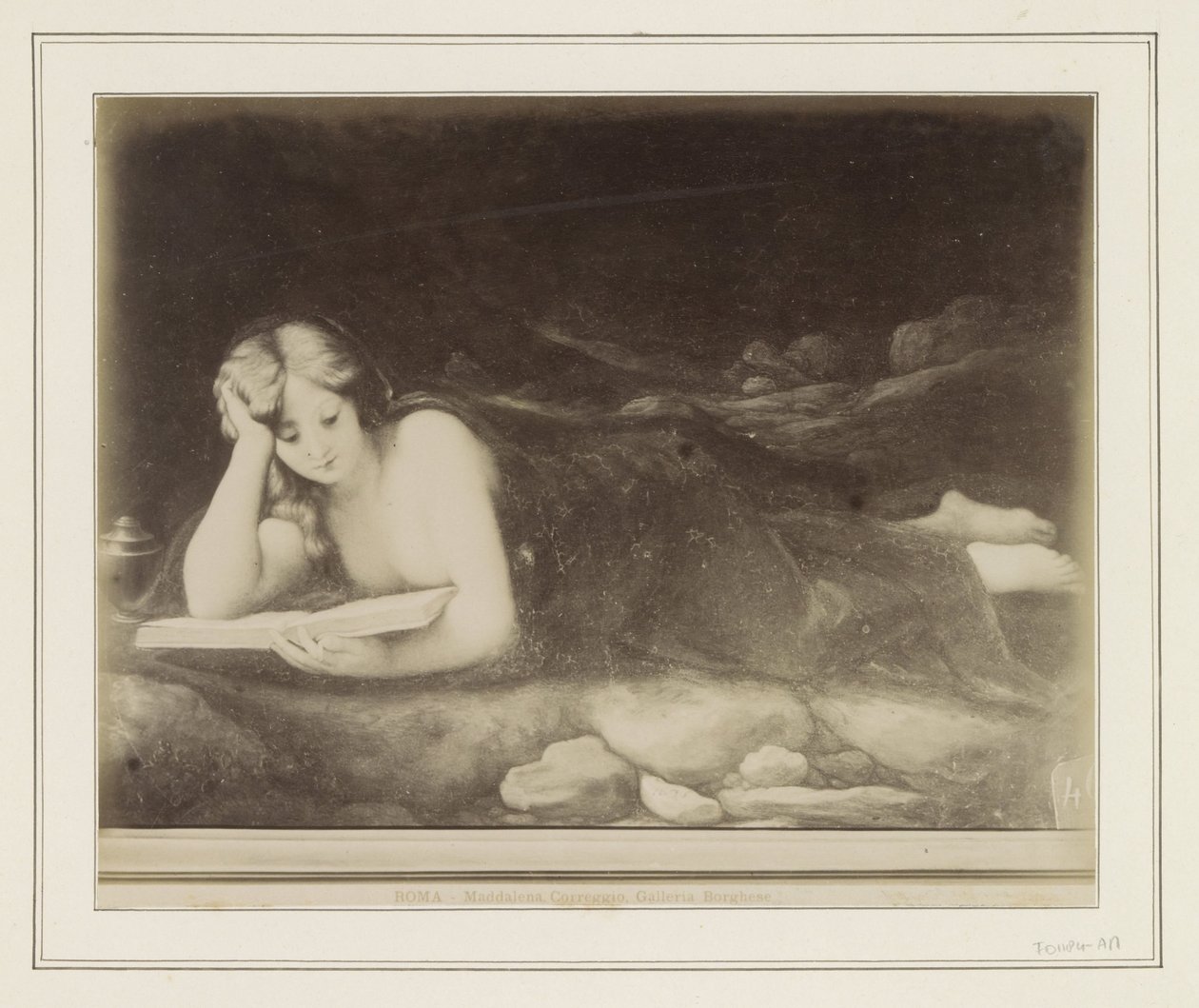 Fotoreprodukce obrazu podle Antonia da Correggia, zobrazující pokání Máří Magdalény ROMA - Maddalena Correggio, Galleria Borghese (název na objektu) od Anonymous