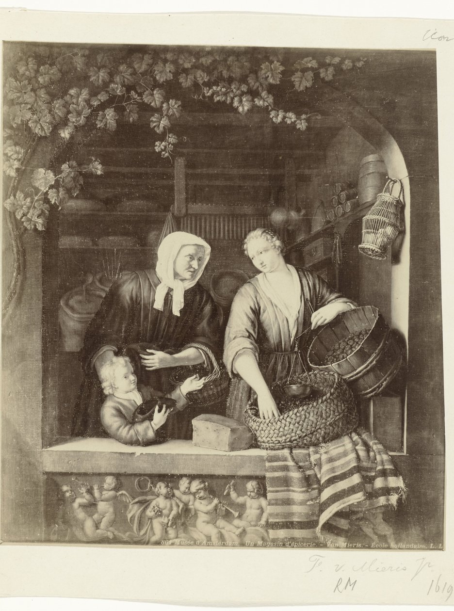 Fotoreprodukce obrazu The Grocery od Franse van Mierise II Musee d